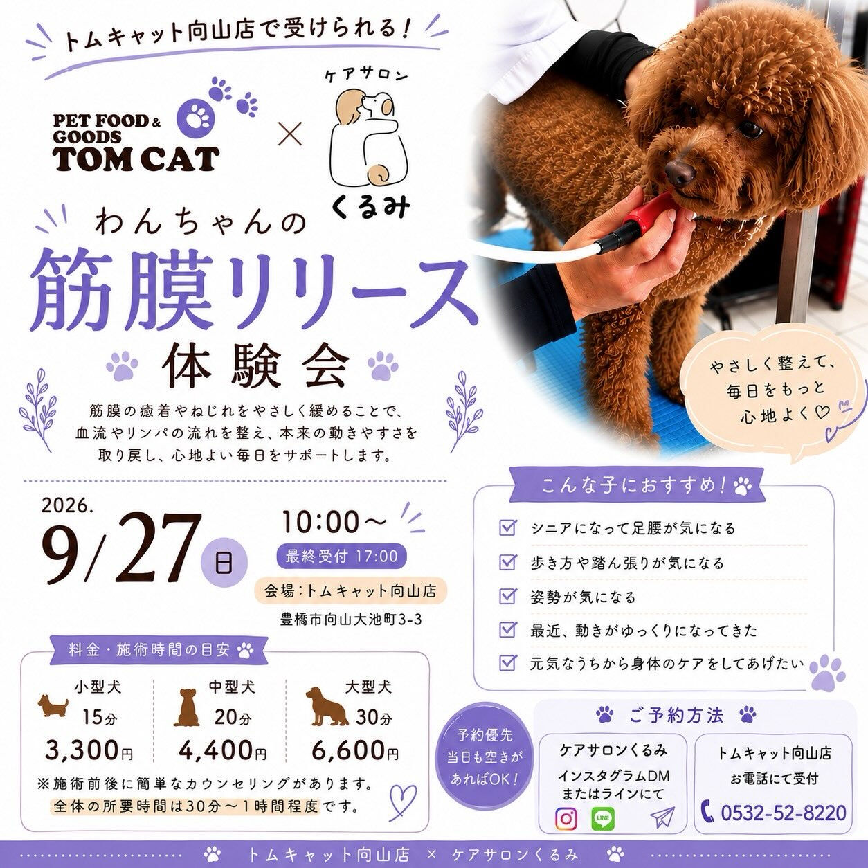 🐶 わんちゃんの筋膜リリース体験会 開催します！